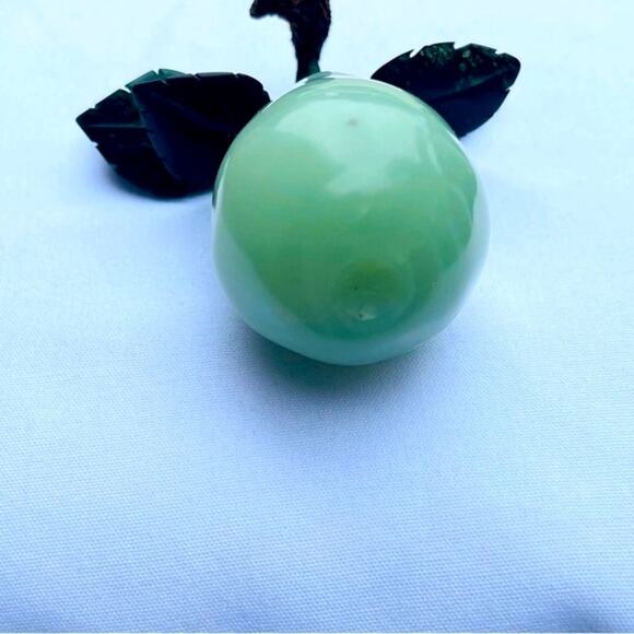 Vintage Carved Nephrite Jade PEAR & Leaves Fruit Sculpture Kitchen Decor - Picture 7 of 11